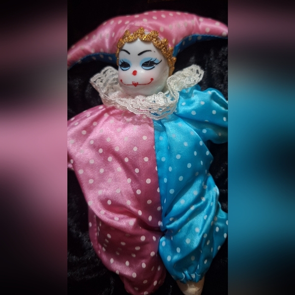 Vintage porcelain and cloth clown - Picture 2 of 4
